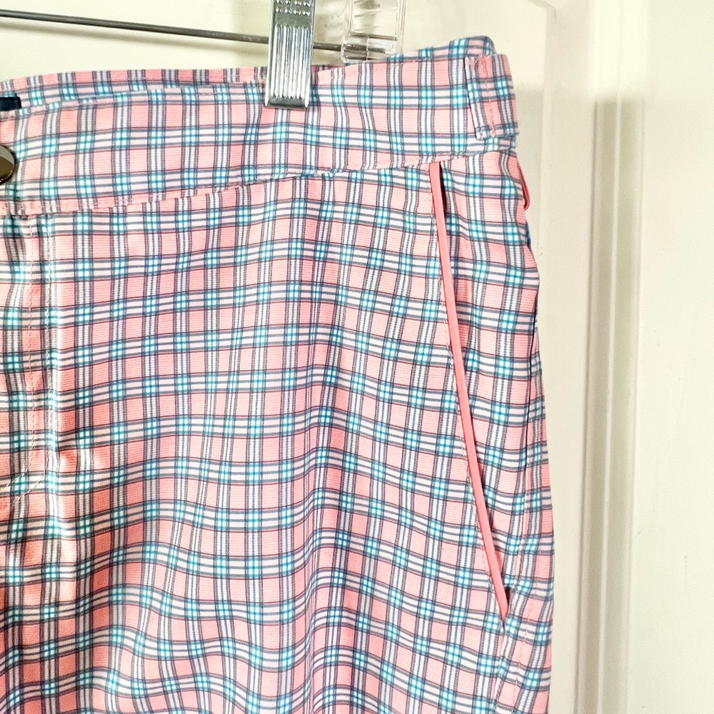 NWT Original Penguin Men's Hybrid Swim Trunks 32 Coral Blue Plaid Board Shorts - Picture 6 of 14